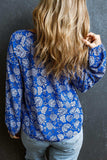 Floral Notched Neck Balloon Sleeve Blouse - Trendsi - Flyclothing LLC