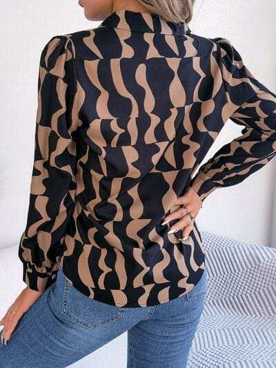 Printed Button Up Long Sleeve Shirt - Trendsi - Flyclothing LLC