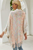 Multicolored Fringe Trim Poncho - Trendsi - Flyclothing LLC