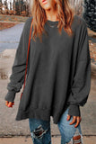 Dropped Shoulder Round Neck Long Sleeve Blouse - Trendsi - Flyclothing LLC
