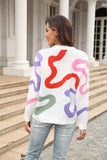 Printed Round Neck Dropped Shoulder Pullover Sweater - Trendsi - Flyclothing LLC