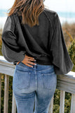 Quarter-Snap Collared Lantern Sleeve Sweatshirt - Trendsi - Flyclothing LLC