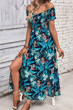 Floral Off-Shoulder Slit Dress - Trendsi - Flyclothing LLC