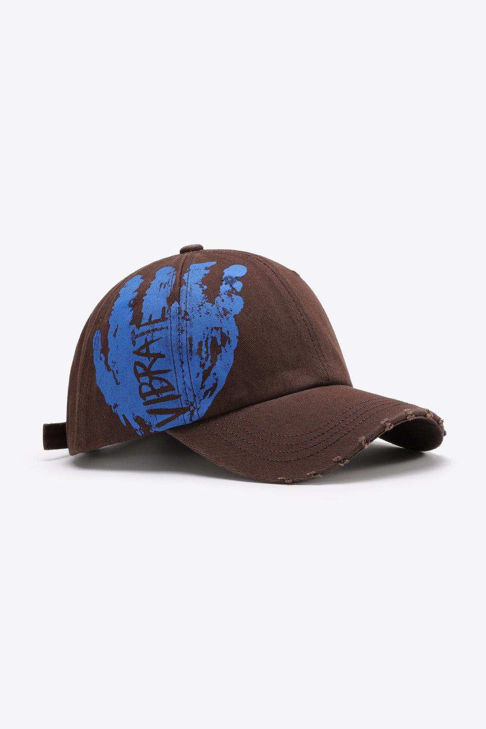 VIBRA Graphic Distressed Adjustable Baseball Cap - Trendsi - Flyclothing LLC