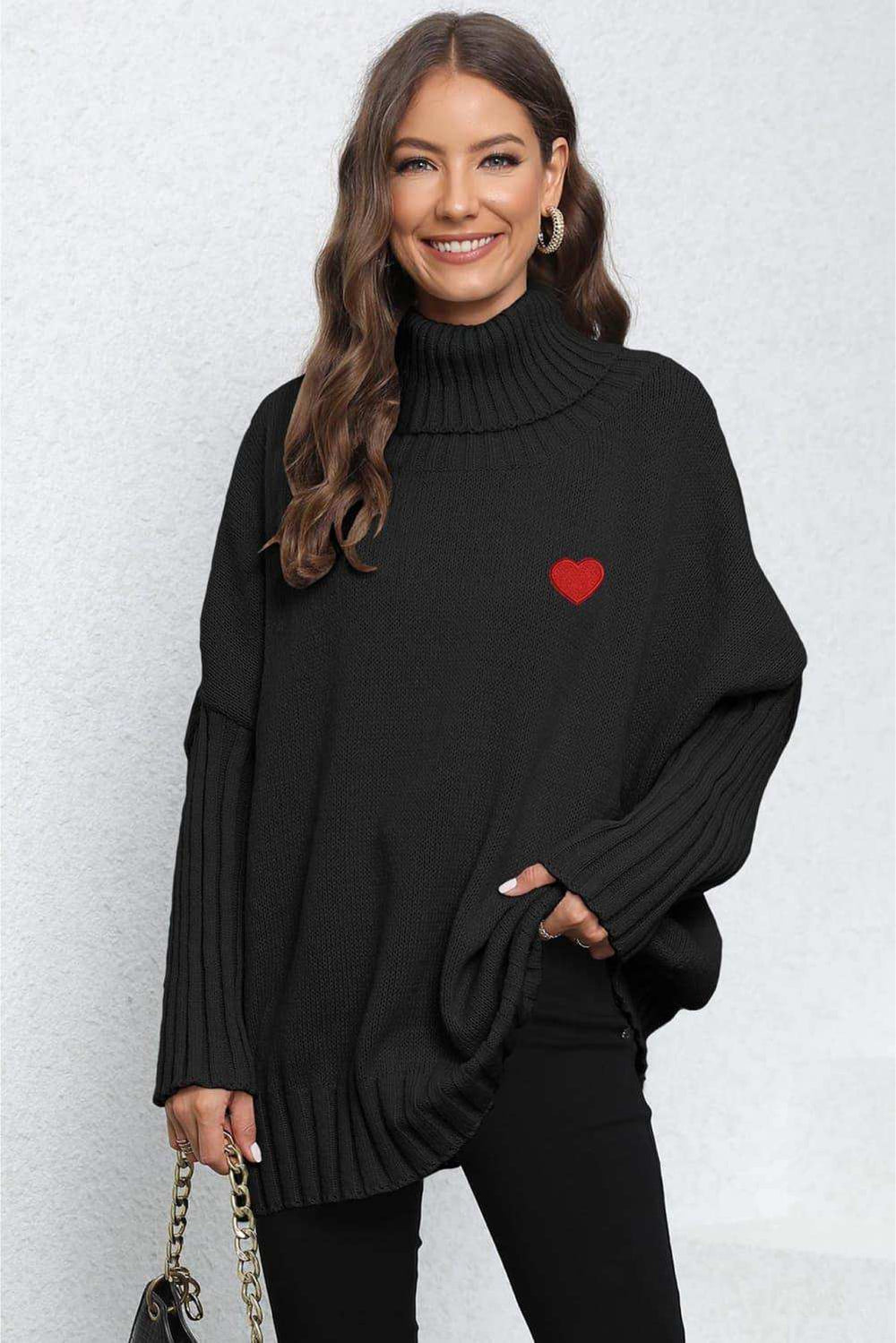 Turtle Neck Long Sleeve Ribbed Sweater - Trendsi - Flyclothing LLC