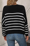 Striped Dropped Shoulder Round Neck Pullover Sweater - Trendsi - Flyclothing LLC