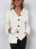Button-Down Long Sleeve Hooded Sweater - Trendsi - Flyclothing LLC