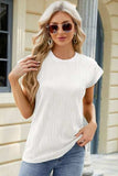 Round Neck Cap Sleeve T-Shirt - Trendsi - Flyclothing LLC