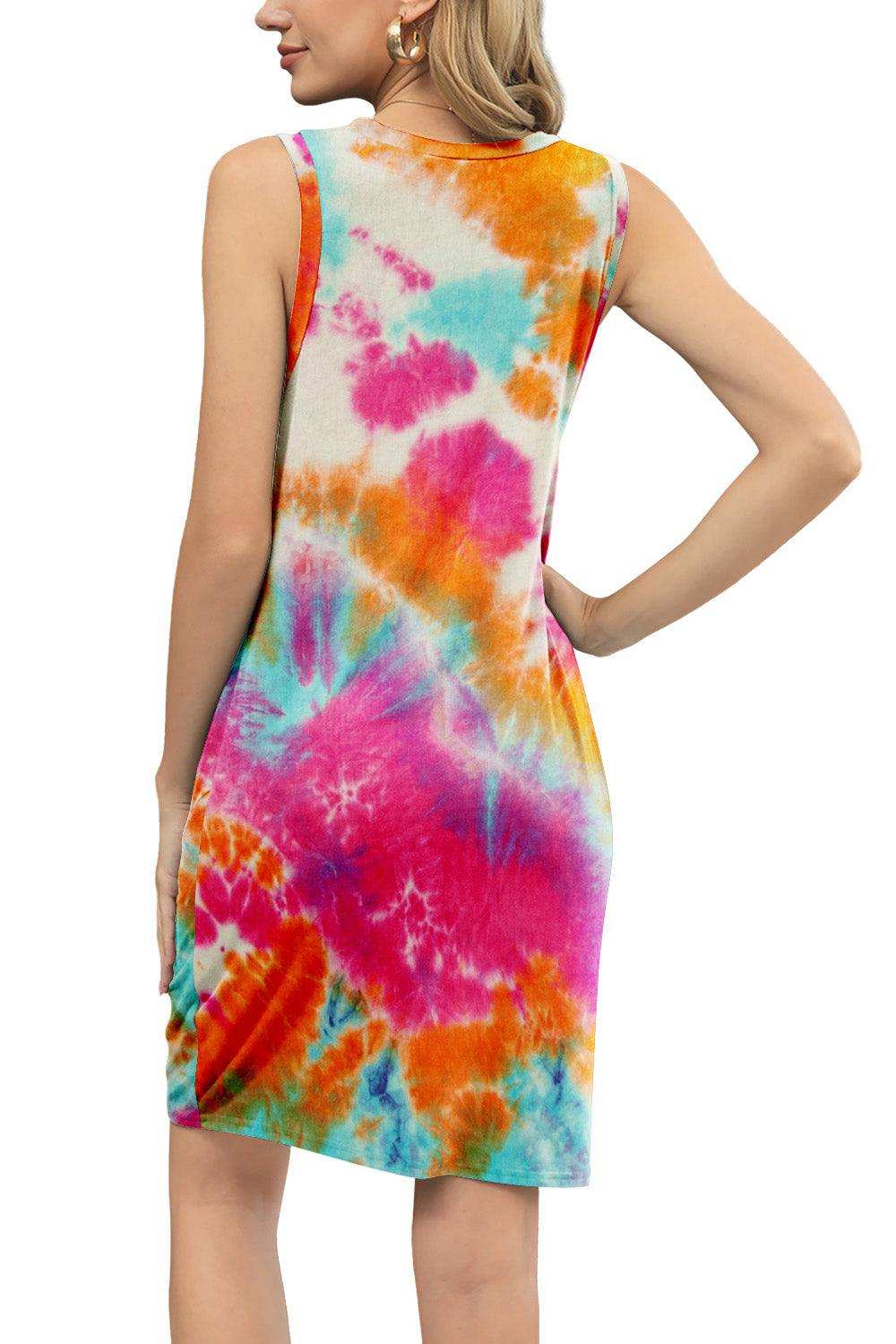 Tie-Dye Twisted Round Neck Sleeveless Dress - Trendsi - Flyclothing LLC
