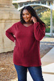 Basic Bae Full Size Ribbed Round Neck Long Sleeve Knit Top - Trendsi - Flyclothing LLC