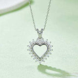 Moissanite 925 Sterling Silver Heart Pendant Necklace - Trendsi - Flyclothing LLC