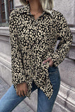 Leopard Roll-Tap Sleeve Shirt - Trendsi - Flyclothing LLC