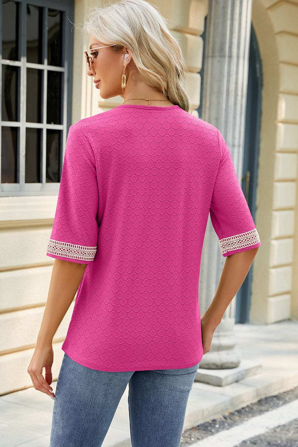 V-Neck Half Sleeve T-Shirt - Trendsi - Flyclothing LLC