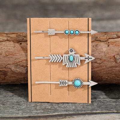 3 PCS/Set Artificial Turquoise Hair Pins - Trendsi - Flyclothing LLC