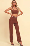 Chain Detail Cropped Cami and Straight Leg Pants Set - Trendsi - Flyclothing LLC