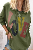 LOVE Drawstring Dropped Shoulder Hoodie - Trendsi - Flyclothing LLC