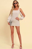 Square Neck Split Sleeve Mini Dress - Trendsi - Flyclothing LLC