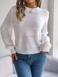 Round Neck Long Sleeve Sweater - Trendsi - Flyclothing LLC