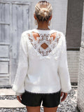 Lace Detail Cutout Long Sleeve Pullover Sweater - Trendsi - Flyclothing LLC