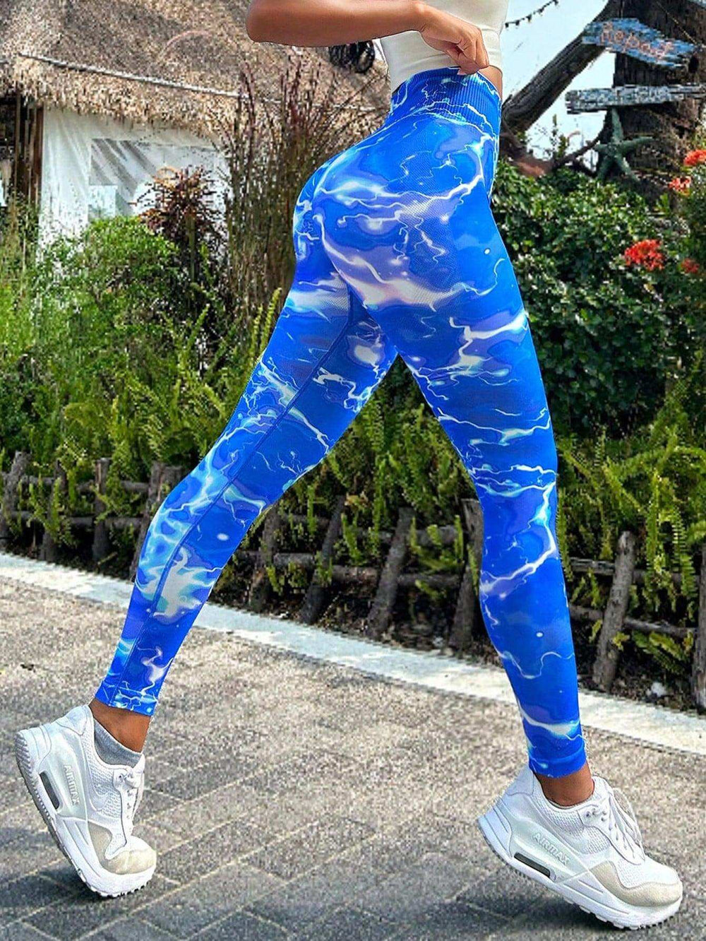 Tie-dye Slim Fit High Waistband Long Active Pants - Trendsi - Flyclothing LLC