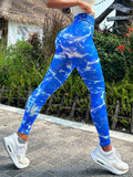 Tie-dye Slim Fit High Waistband Long Active Pants - Trendsi - Flyclothing LLC