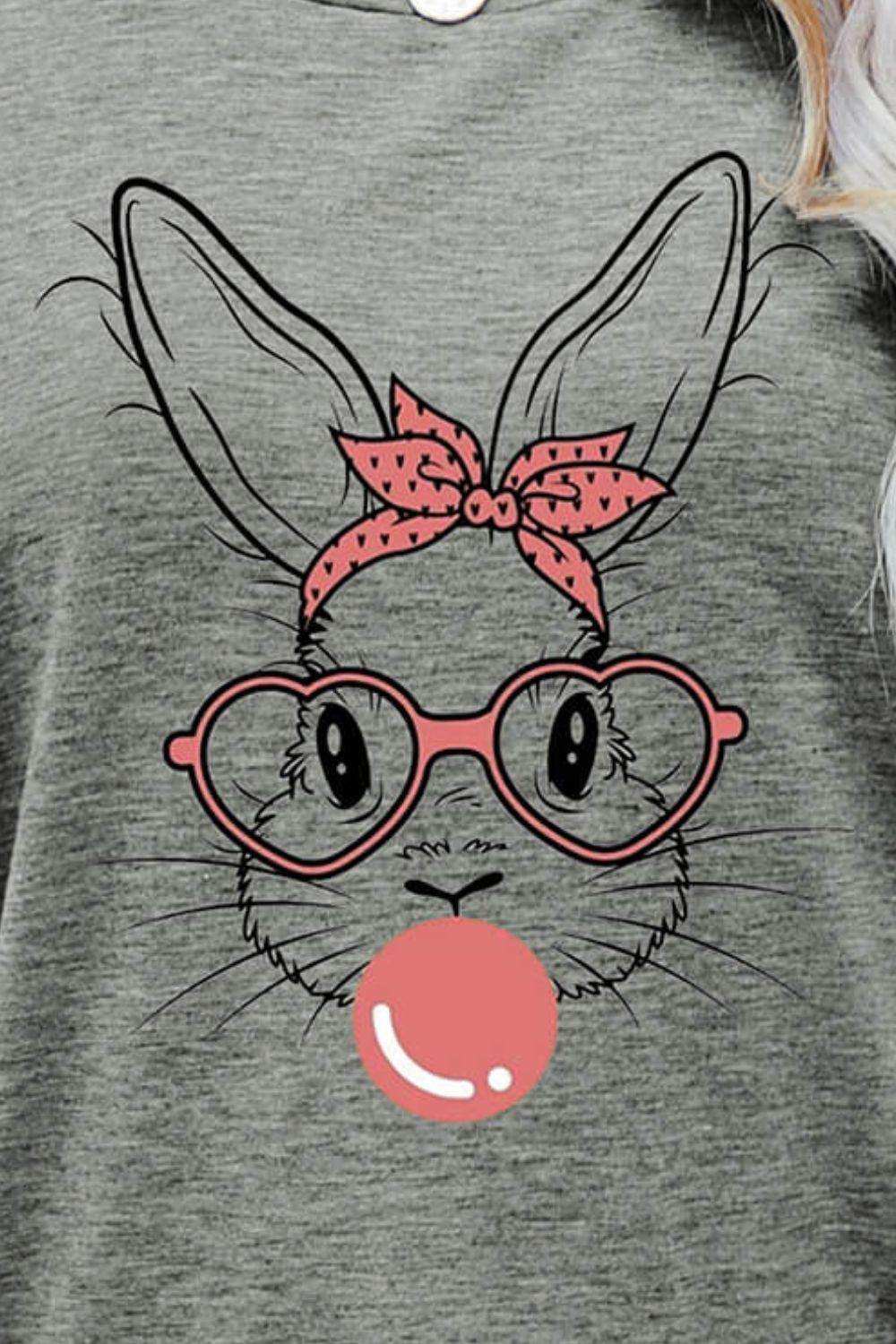 Easter Bunny Graphic Round Neck T-Shirt - Trendsi - Flyclothing LLC