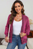 Waffle-knit Pocketed Open Front Cardigan - Trendsi - Flyclothing LLC