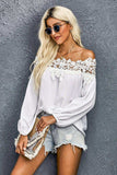 Lace Trim Textured Off-Shoulder Blouse - Trendsi - Flyclothing LLC