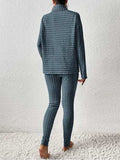 Ribbed Turtleneck Top and Pants Set - Trendsi - Flyclothing LLC