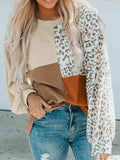 Color Block Leopard Round Neck Sweatshirt - Trendsi - Flyclothing LLC
