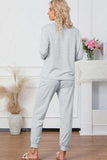 Round Neck Top and Drawstring Pants Lounge Set - Trendsi - Flyclothing LLC