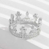 Crown Shape Zircon 925 Sterling Silver Ring - Trendsi - Flyclothing LLC