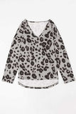 Leopard V-Neck Dropped Shoulder Blouse - Trendsi - Flyclothing LLC