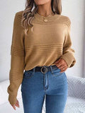 Round Neck Long Sleeve Sweater - Trendsi - Flyclothing LLC