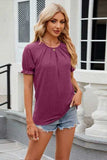 Round Neck Flounce Sleeve T-Shirt - Trendsi - Flyclothing LLC