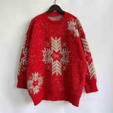 Snowflake Pattern Long Sleeve Sweater - Trendsi - Flyclothing LLC