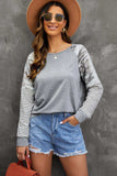 Mixed Print Raglan Top - Trendsi - Flyclothing LLC