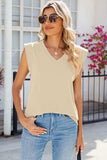 V-Neck Cap Sleeve Tank - Trendsi - Flyclothing LLC