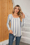 Printed Square Neck Long Sleeve Blouse - Trendsi - Flyclothing LLC