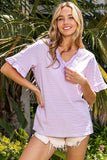 BiBi V-Neck Short Sleeve Blouse - Trendsi - Flyclothing LLC