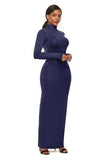 Mock Neck Long Sleeve Maxi Slim Dress - Trendsi - Flyclothing LLC
