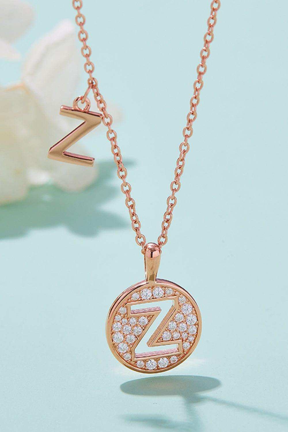 Moissanite U to Z Pendant Necklace - Trendsi - Flyclothing LLC