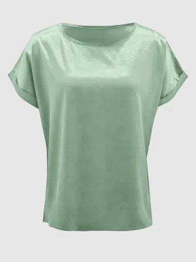 Round Neck Short Sleeve T-Shirt - Trendsi - Flyclothing LLC