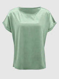 Round Neck Short Sleeve T-Shirt - Trendsi - Flyclothing LLC