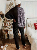 Leopard Round Neck Sweatshirt and Pants Lounge Set - Trendsi - Flyclothing LLC
