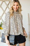 Animal Print Ruffle Collar Flounce Sleeve Blouse - Trendsi - Flyclothing LLC