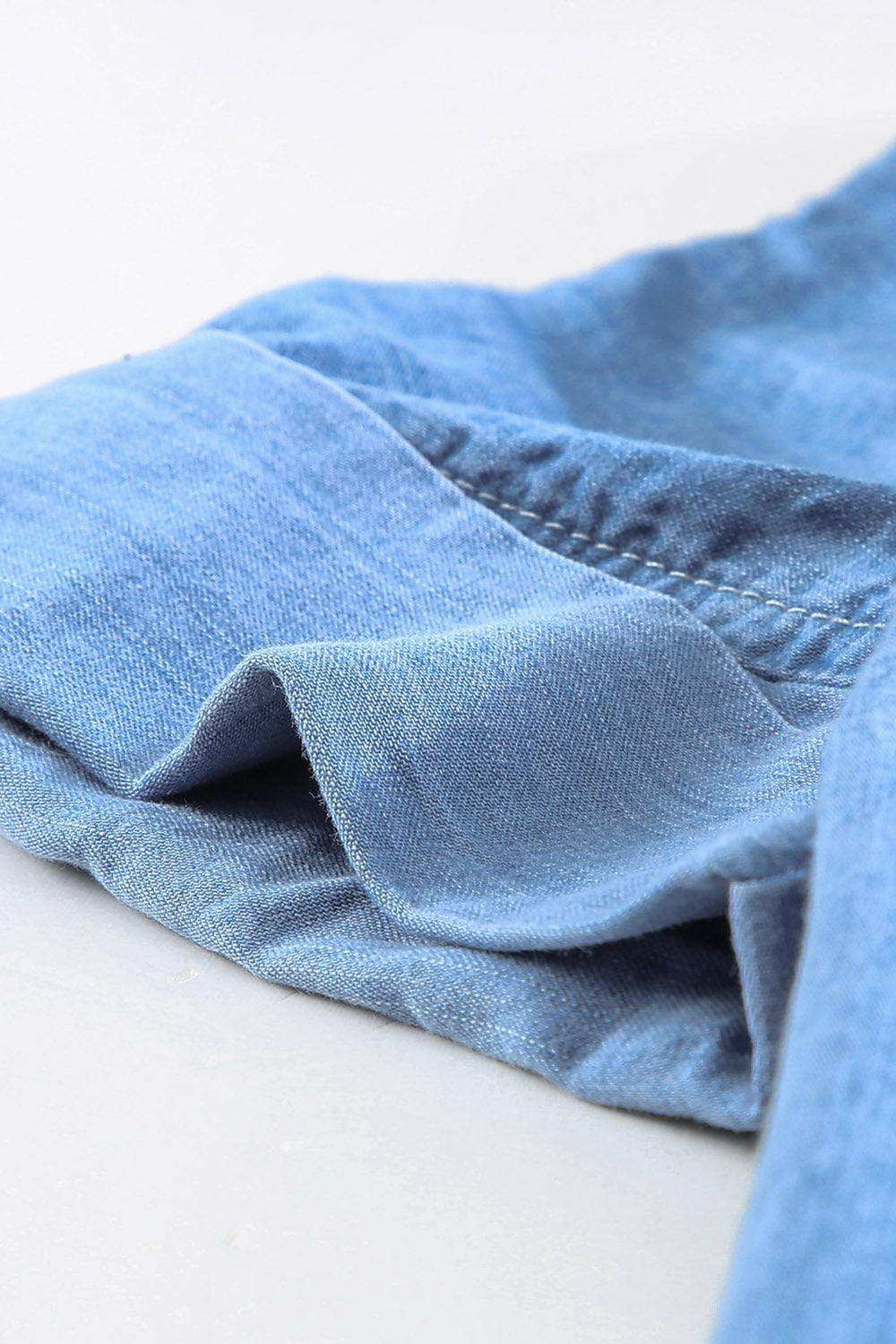 Button Front Collared Short Sleeve Shirt - Trendsi - Flyclothing LLC