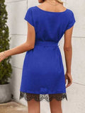 Lace Detail Tied Cap Sleeve Mini Dress - Trendsi - Flyclothing LLC