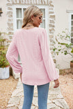 Eyelet Notched Neck Balloon Sleeve Blouse - Trendsi - Flyclothing LLC