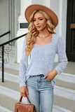 Ribbed Square Neck Long Sleeve T-Shirt - Trendsi - Flyclothing LLC